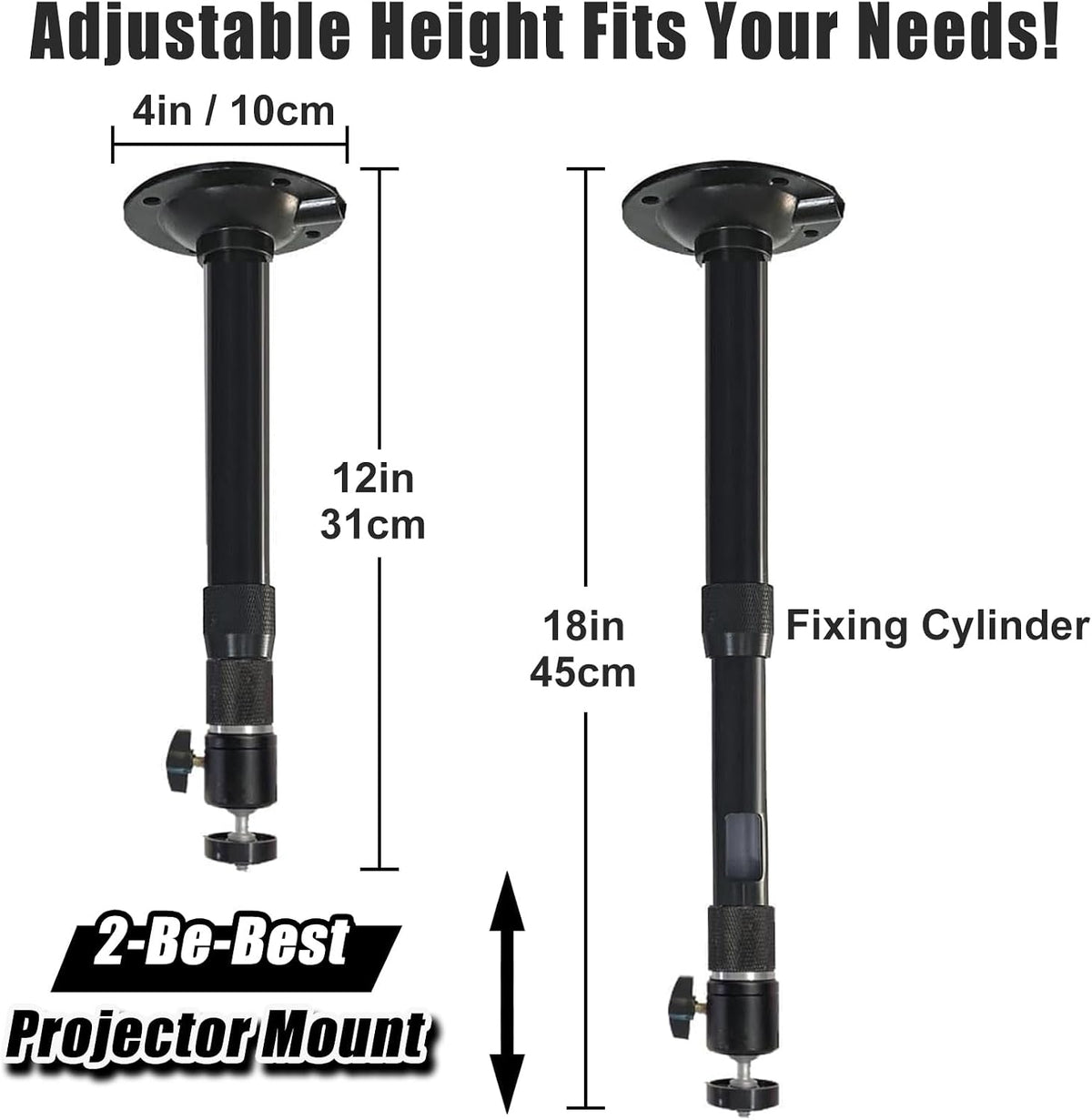 2-Be-Best 12-18 31-45 cm 360 Projector Ceiling Mount Length in / Projector Mount Rotatable Projectors Holder Adjustable
