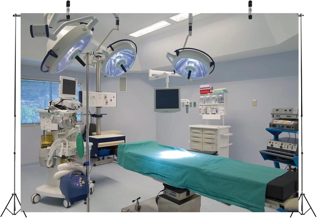 BELECO 5x3ft Hospital Backdrop Fabric Operating Room Backdrop Doctor Surgery Anesthesia Bed Sickbed Medical Equipment