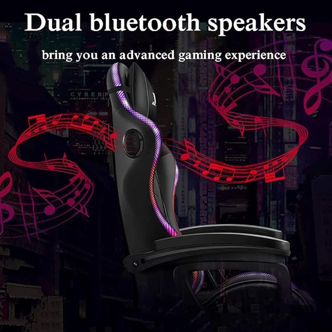 Gaming Chair for Adults &amp Teens High Back Gamer Chair Ergonomic Massage Racing Chair with Lumbar Support and Headrest Computer Desk Chair with Speakers and LED LightsPink