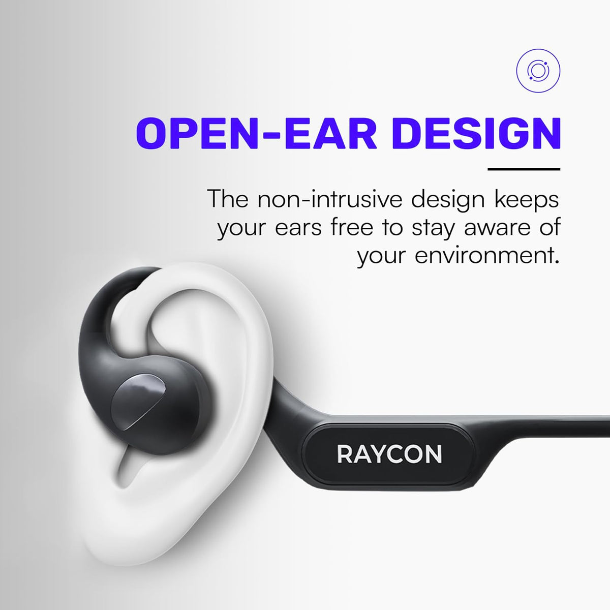 Raycon Open Headphones – Lightweight Wireless Over-Ear Design with Immersive Sound Quality, Long Battery Life, and Comfortable Fit for All-Day Wear - (Black)