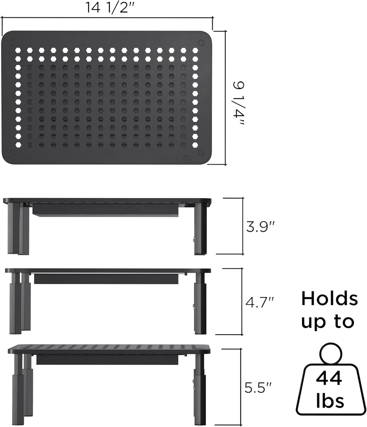 EVOOMI Back Saver Monitor Stand for Desk - 2 Pack Monitor Riser with Drawer - Gain 5 Weeks a Year, Less Pain & Peak Productivity with Anti Skid Mesh Metal Computer Stand for Laptop, Printer & iMac