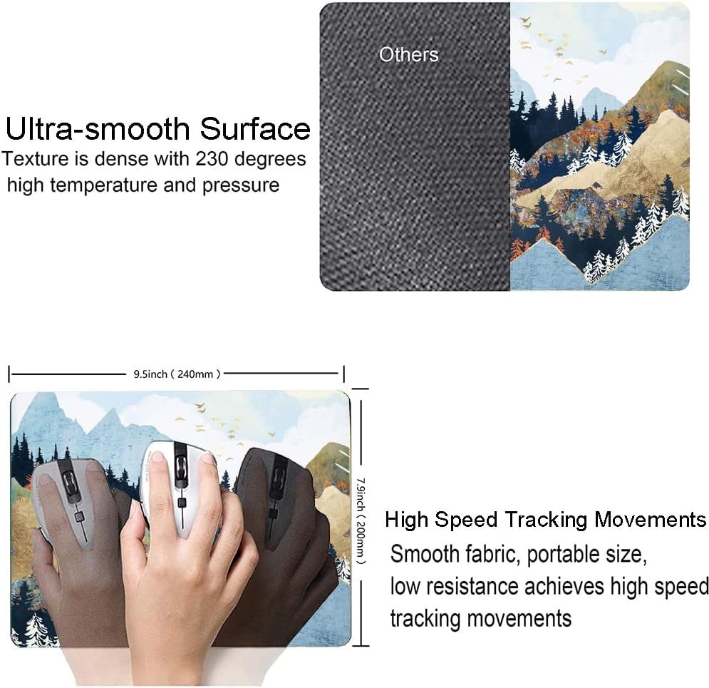 Mouse Pad, Premium-Textured Mouse Mat, Non-Slip Rubber Base Mousepad for Laptop, Computer & PC,9.5×7.9 in,Abstract Landscape
