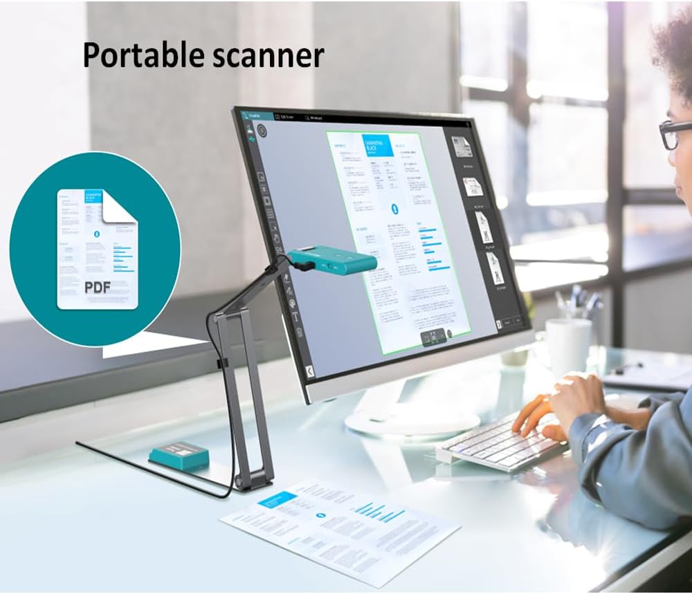 IRIScan Visualizer Webcam Document Camera v7:4K UltraHD-13MP,4in1,visualizer,Scanner A3,Portable Scanner,Web Conferencing,Distance Learning,Remote Teaching,AI Micro,Led,USB,WinMac (4K-13MP)