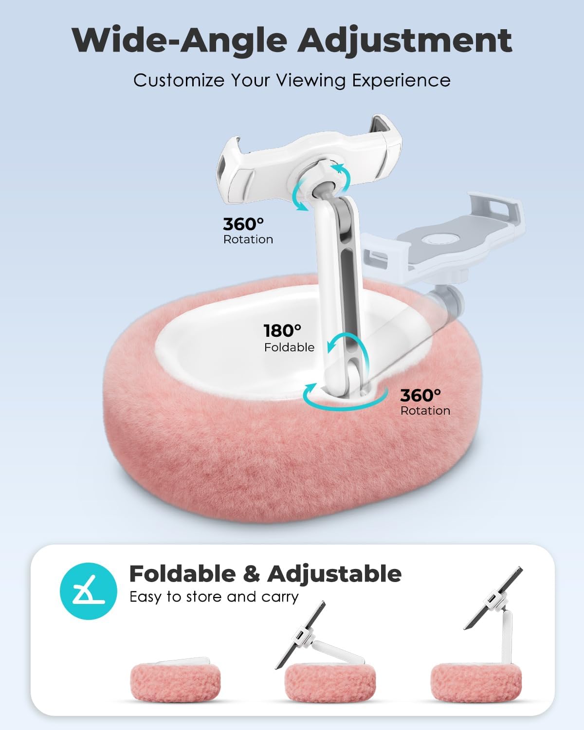 Viozon Tablet Pillow Stand,Kindle Pillow Stand, Compatible with 4-11" Tablet/Phone with Small Bowl, Kindle Holder Accessories,Idea for Reading and Video Watching On Bed,Pink