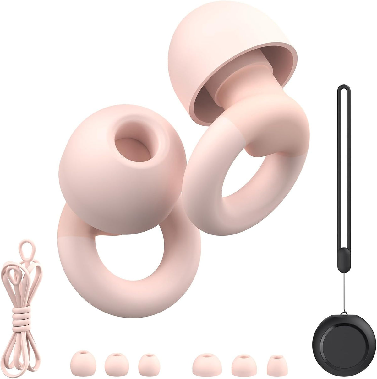 Soft Silicone Earplugs for Sleeping & Noise Reduction - 7 Pairs Ear Tips & One Connection Cord - Reusable Earplugs for Concert, Work & Sound Reduction 25dB-30db