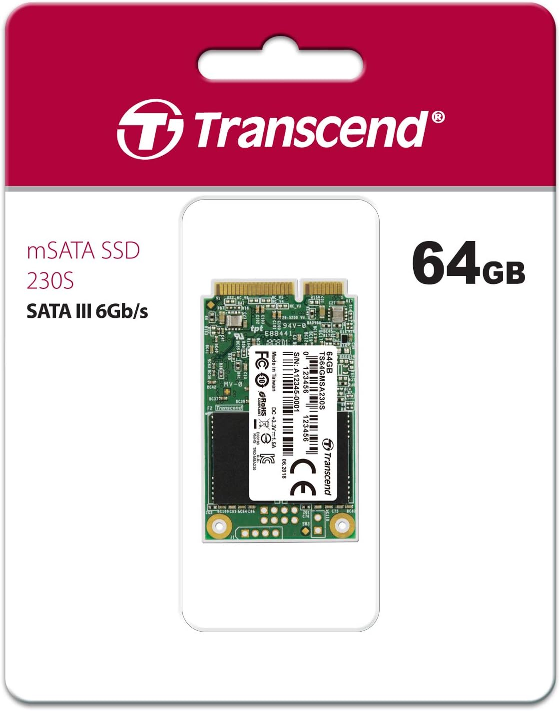 Transcend 64GB SATA III 6GB/S MSA230S mSATA SSD 230S Solid State Drive TS64GMSA230S (Pack of 5)