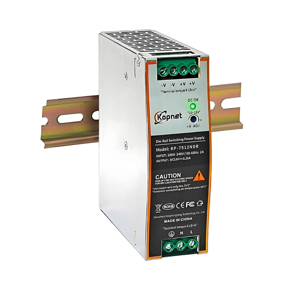 75W 12V 12V 6.25A 100~240V Din Rail Mount Power Supply Output AC-DC Industrial Power Adapter AC Input Din-Rail