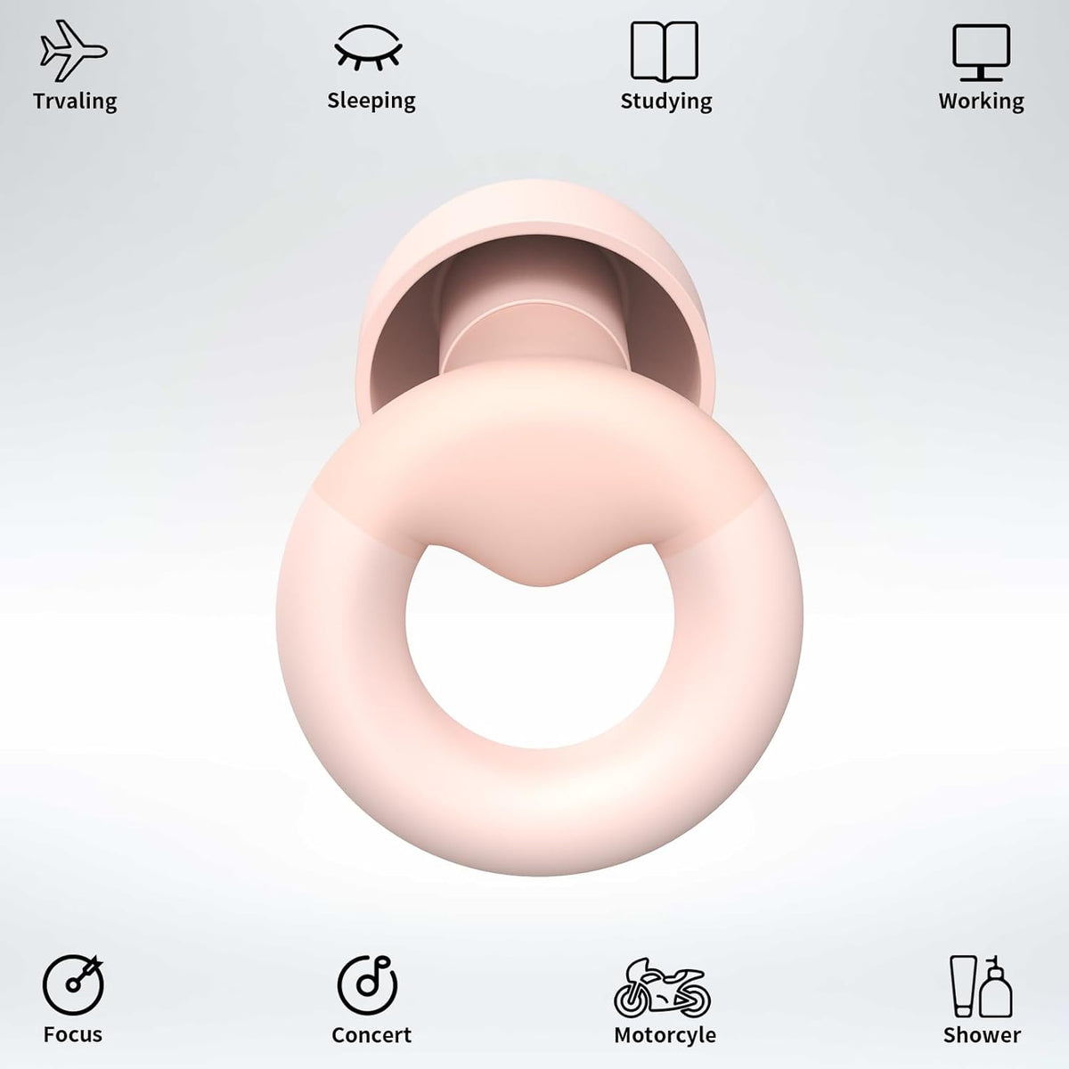 Soft Silicone Earplugs for Sleeping & Noise Reduction - 7 Pairs Ear Tips & One Connection Cord - Reusable Earplugs for Concert, Work & Sound Reduction 25dB-30db