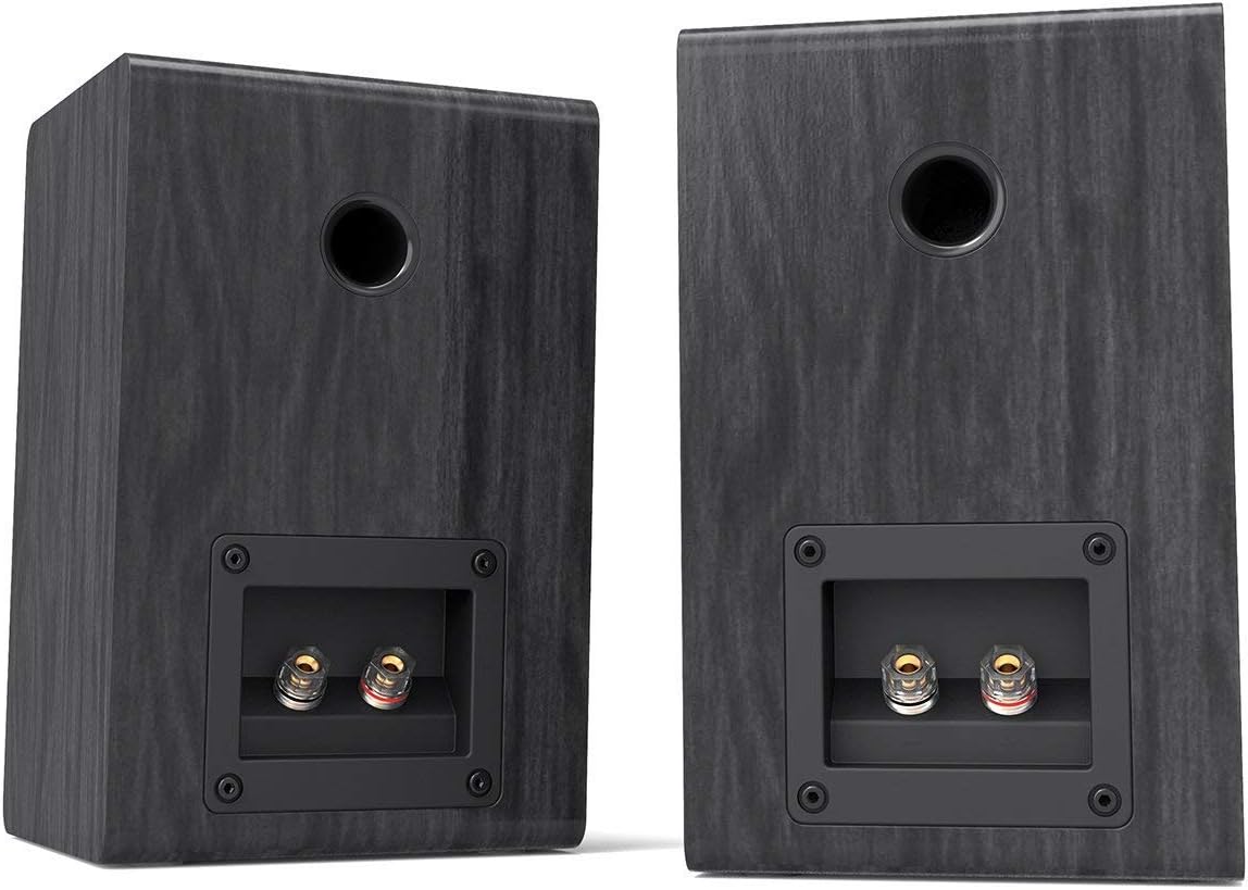 LONPOO Passive Bookshelf Speakers, 75W x 2 Classic Wooden Near Field Monitors with 4-Inch Carbon Fiber Woofer &1-Inch Silk Domed Tweeter 2-Way Loudspeakers,Amplifier Required (Not Inlcuded)