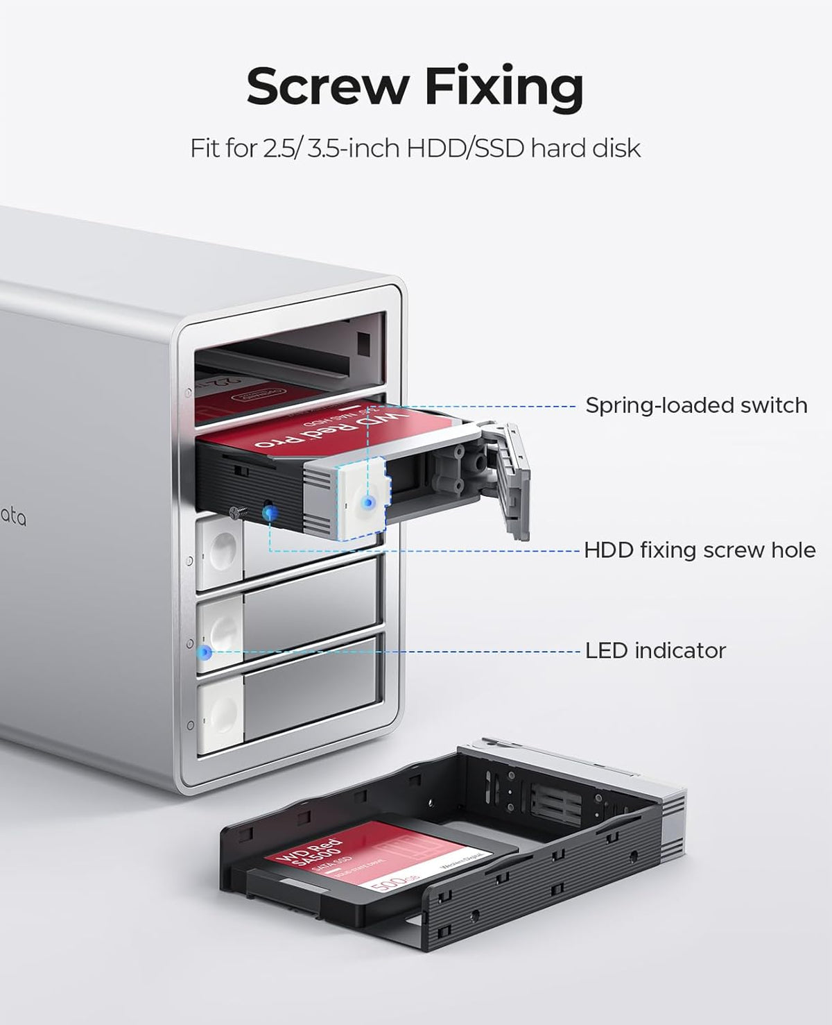 ORICO 5Bay RAID External Hard Drive Enclosure for 2.5/3.5 Inch SATA HDD/SSD up to 5X 24TB, USB3.0 Type-A Hard Drive Docking Station, Supports RAID 0/1/3/5/10/JBOD/Clone/ClearMode -9958RU3
