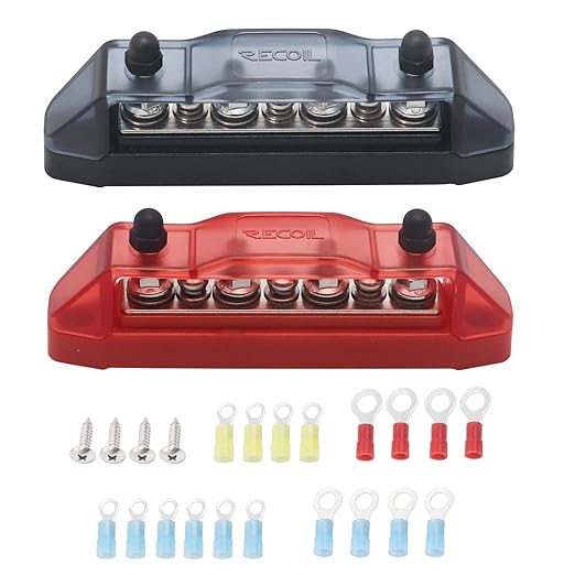 Recoil BBS43-P Bus Bar 4 M5 Studs 3 Screw Terminal Power Distribution Block
