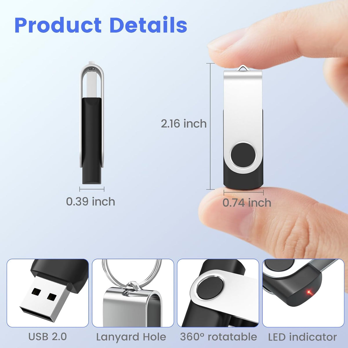 ABLAZE 4GB USB Flash Drive 50 Pack, USB 2.0 Thumb Drives Bulk Memory Sticks Pendrives 50PCS (Black)