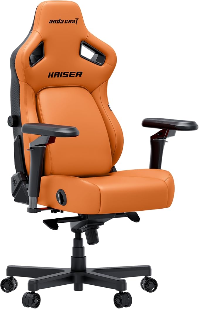 Anda Seat Kaiser 4 XL Gaming Chairs for Adults - Ergonomic Orange PVC Leather Gaming Chair with 6D Armrest Comfortable Office Seat with Lumbar Support Heavy Duty Wide Gamer Seat