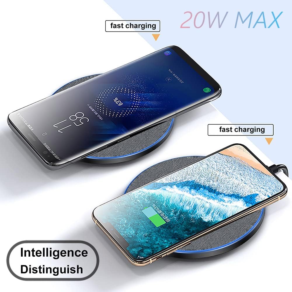 20W Fast Wireless Charger Pad,Wireless Phone Charging Station Compatible with iPhone 16/15/14/13/12/11/SE/X/AirPods,Fast Charge for Samsung Galaxy S25/S24/S23/S22/Note/Buds/Buds +,Pixel,LG G8/7