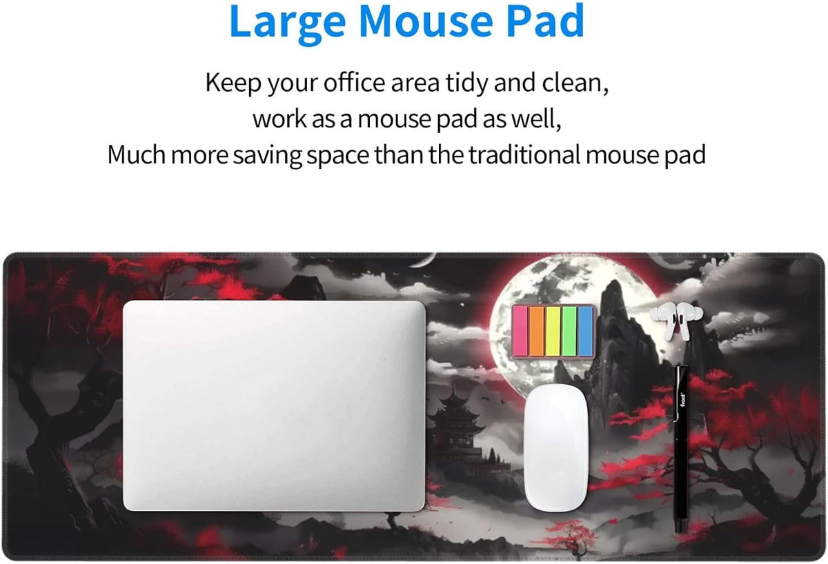 Extended Gaming Mouse Pad, Large Desk Mat XL Anime Mouse Pad Waterproof with Stitched Edges, Non-Slip Desktop Pad for Home and Office, Level Up Your 31.5x11.8 Inch (Night canyon2)