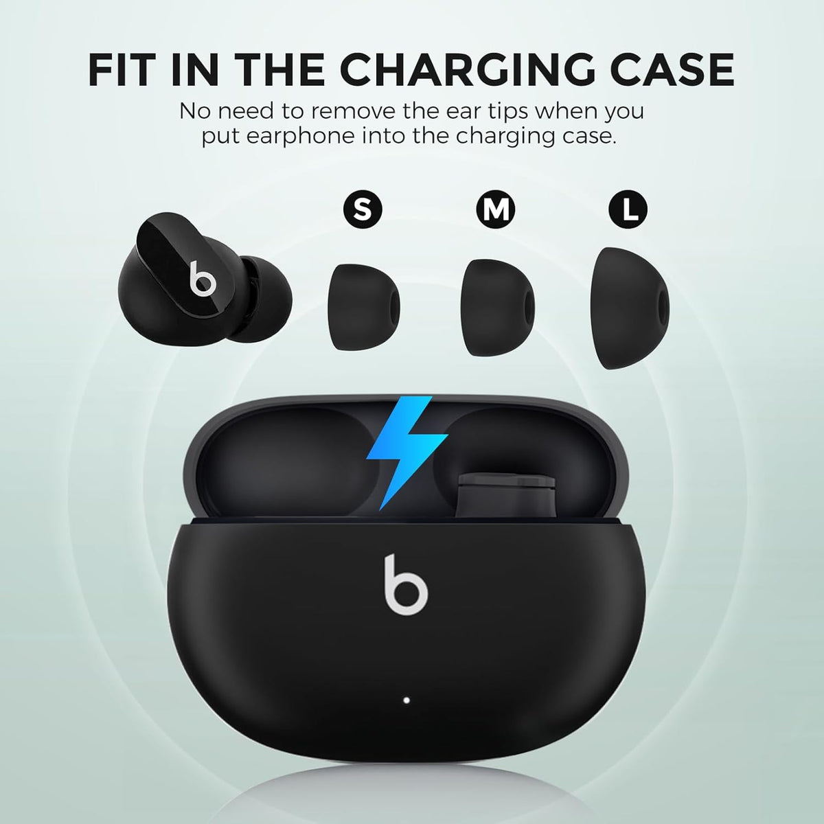 AhaStyle Ear Tips for Beats Studio Buds/Powerbeats Pro 2/Solo Buds/Fit Pro/Studio Buds+【Fit in The Charging Case】6 Pairs S/M/L Silicone Ear Covers Replacement Tips for Beats Wireless Bluetooth Earbuds