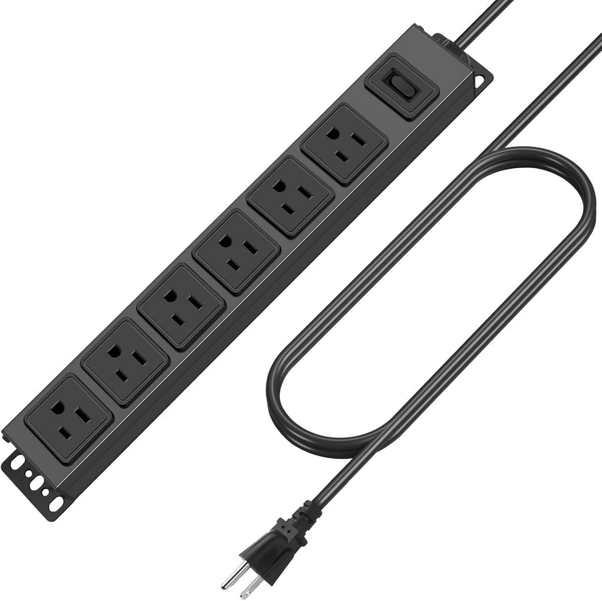 HHSOET 6 6FT Wall Mount Magnetic Power Strip, Under Desk Outlet Mountable Socket, Metal Long Heavy Duty Surge Protector
