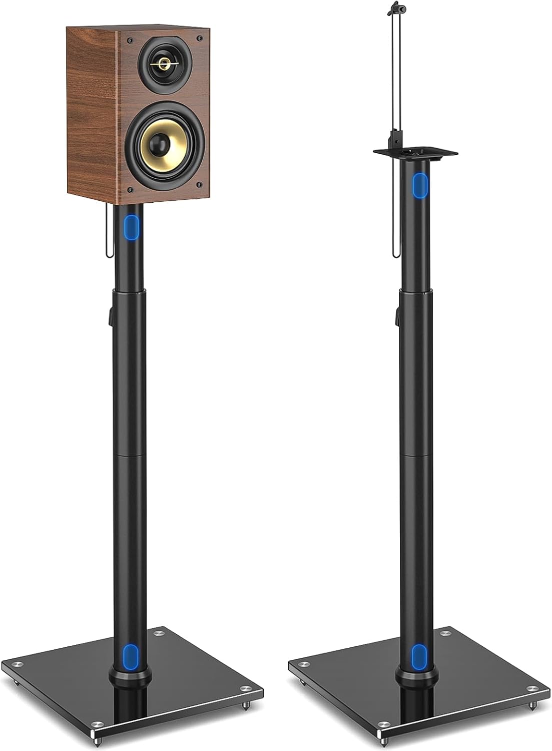 Rfiver Bookshelf Speaker Stands Pair, Height Adjustable Rear Speaker Stands from 32" to 43" with 360° Swivel, 11 lbs Capacity, Set of 2 for Satellite & Small Bookshelf Speakers