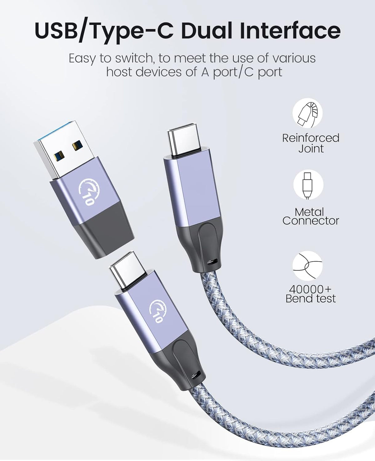ORICO 4-Port USB 3.2 Gen 2 Hub 10Gbps with 2 USB A +2 USB C, Aluminium Hub with 1.64Ft USB-C Cable and USB-A Adapter USB Splitter for iMac, MacBooks, Mac mini
