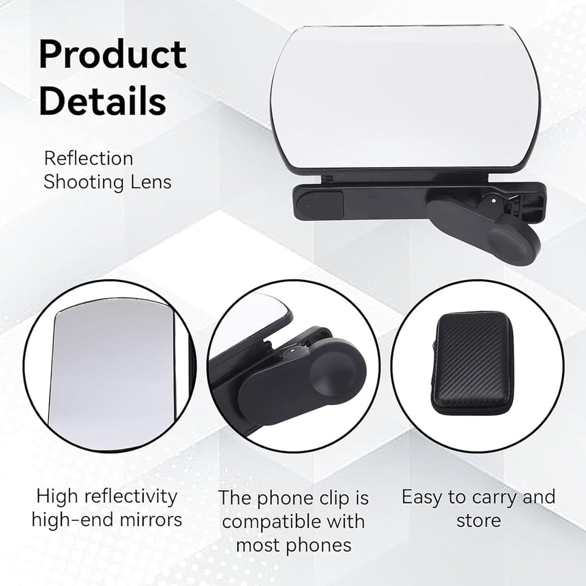 Mirror Effect Lens - Capture Stunning Reflections Instantly, Smartphone Camera Mirror Reflection Clip Kit, Adjustable Angle Mobile Phone Camera Mirror Clip for Outdoor Travel Photography (2Set-Mix)