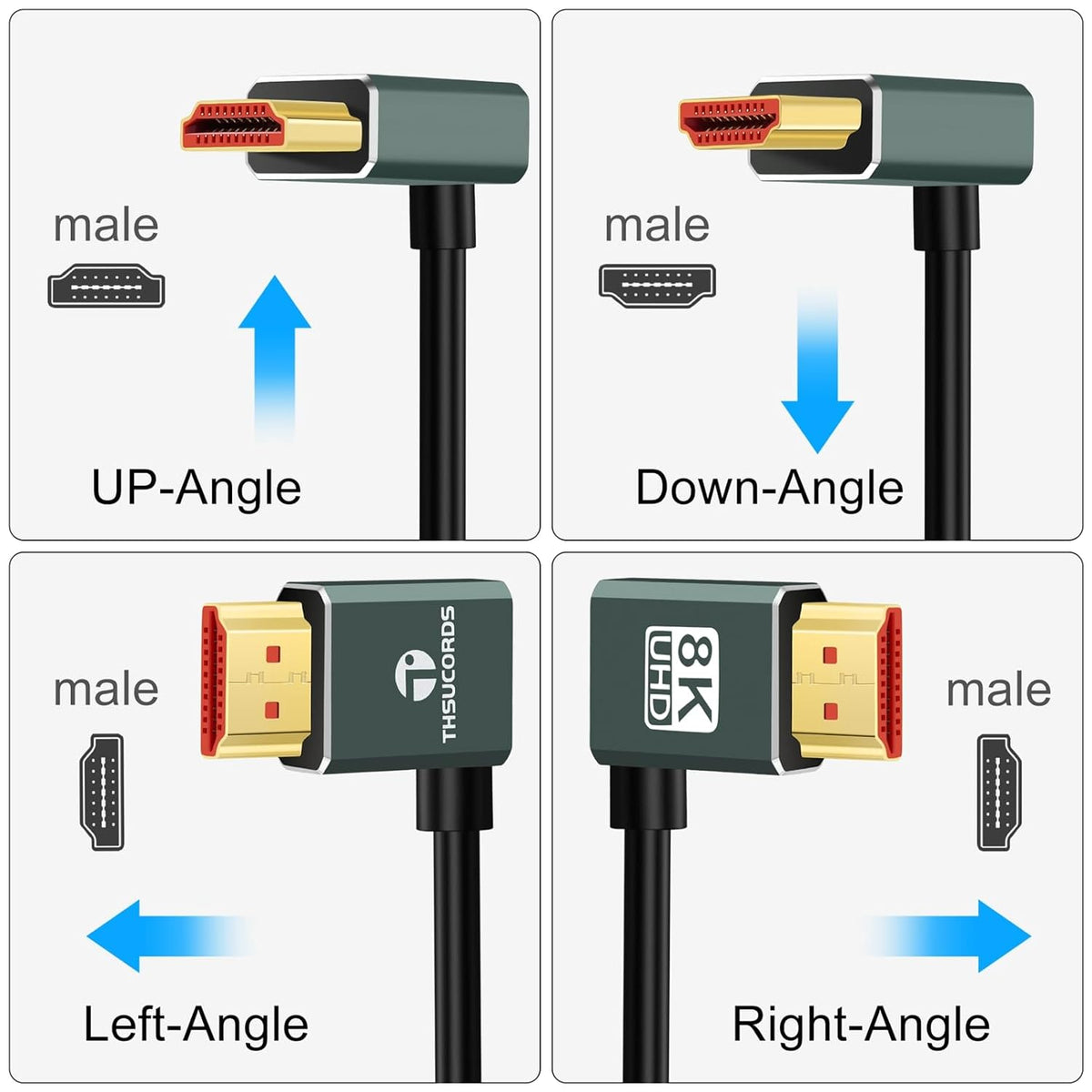 8K 2.1 90 10FT, 4K@120Hz 8K@60Hz TV/HDTV/PS5/Blu-ray Thsucords Ultra Thin HDMI Degree Left Angle Cable Flexible Slim