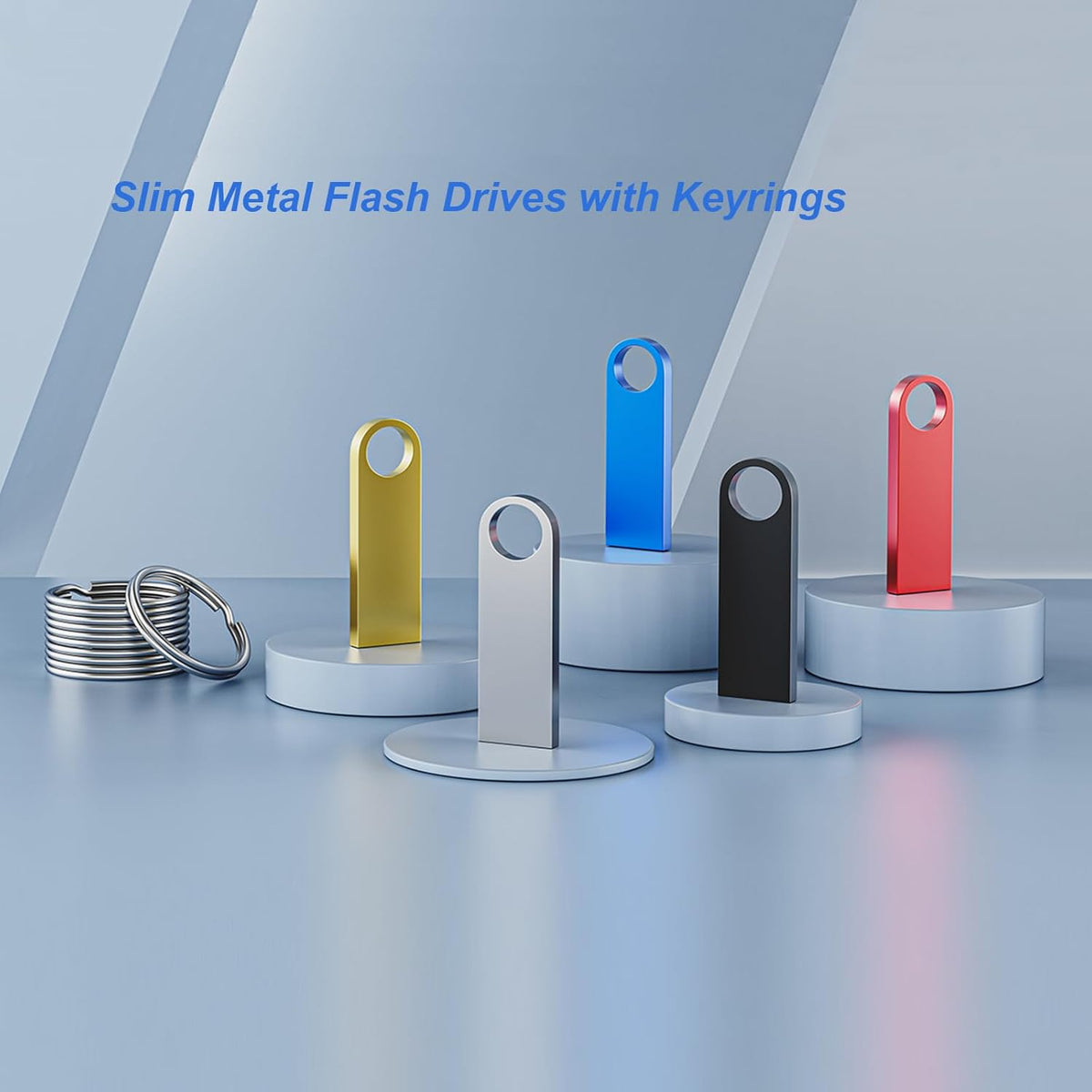 20 Pack 2GB USB Flash Drive with Keychains, Wooolken Sleek Metal USB 2.0 Thumb Drives Memory Stick for PC Laptop Computer(Dark Grey)