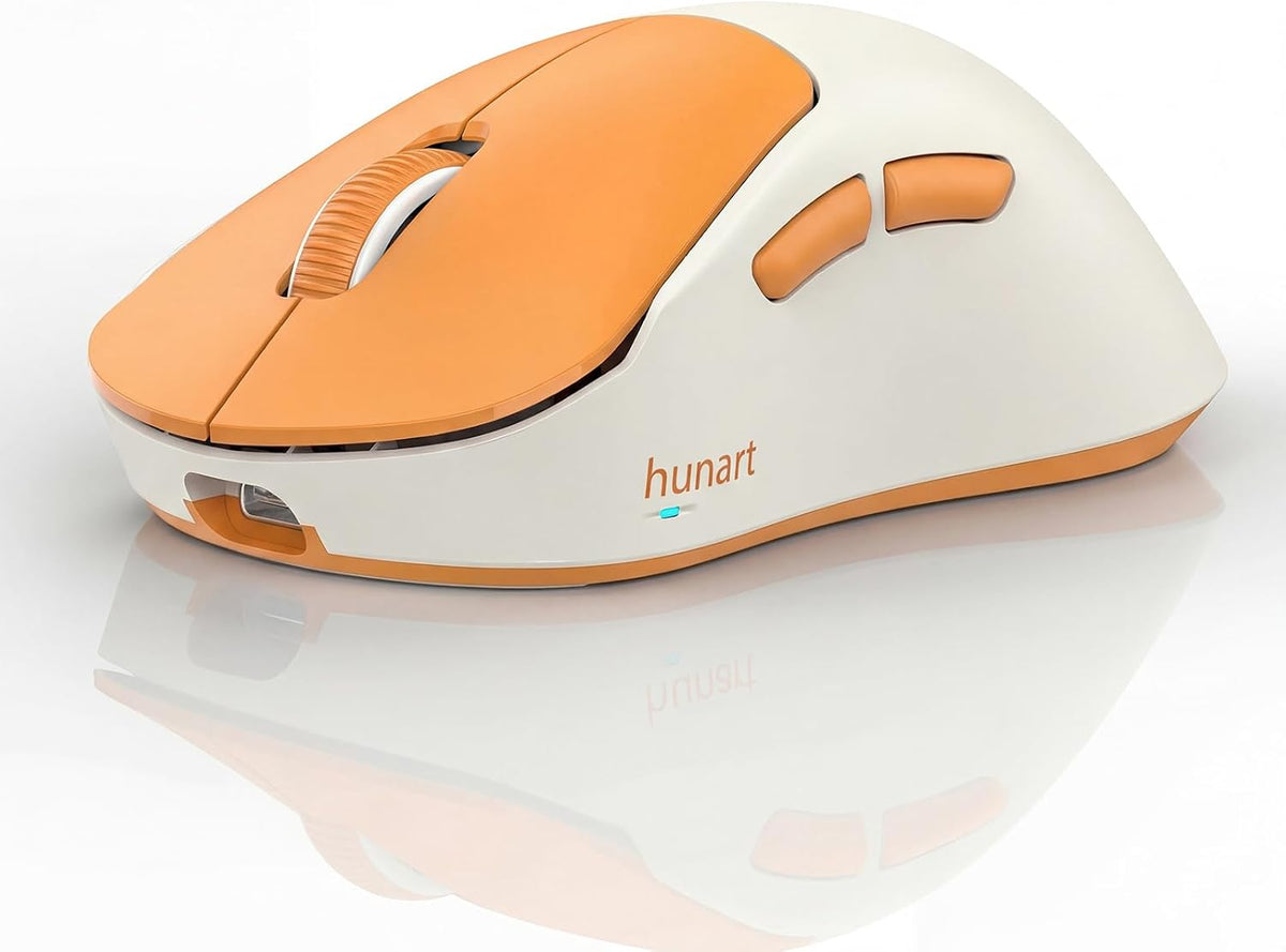 hunart H6 49g 2.4GHz Wireless Mouse, Bluetooth & Rechargeable Mouse, Lightweight Silent Ergonomic Mouse with USB-C