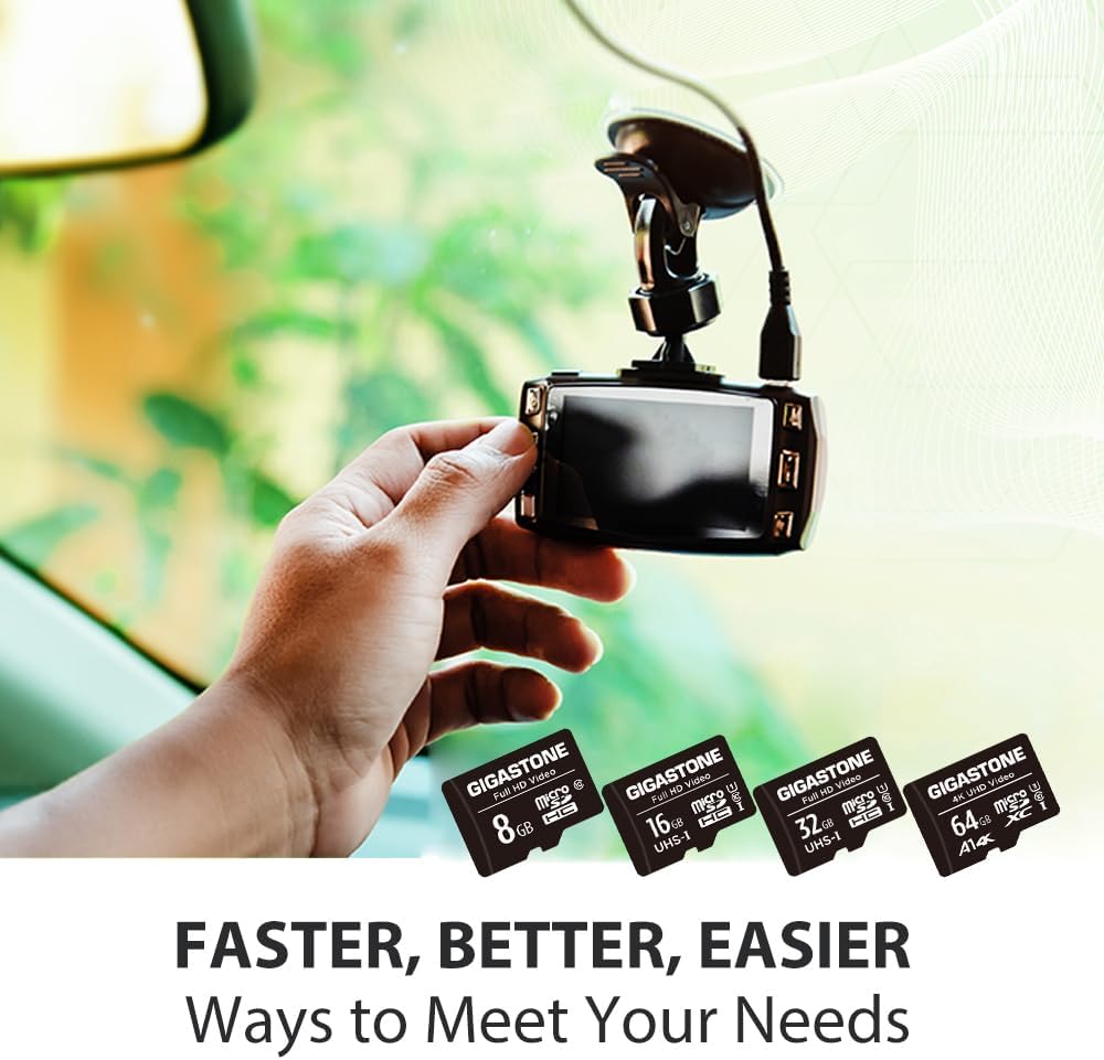 Gigastone 8GB Micro SD Card, FHD Video, Surveillance Security Cam Action Camera Drone Professional, 80MB/s Micro SDHC Class 10