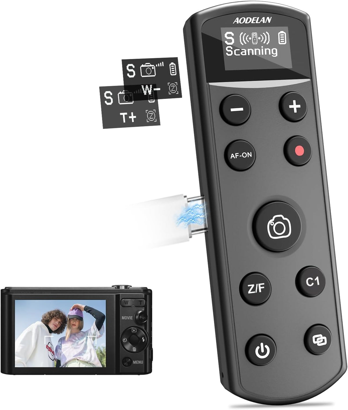 Remote Control for Sony Camera,USB-C Rechargeable Wireless Shutter Release with OLED Screen for ZV-1, ZV-E10,ZV-1F, A6100, A6400, A6700,A7IV,RX100 VII,A9,A9 II,Replace RMT-P1BT (Black)