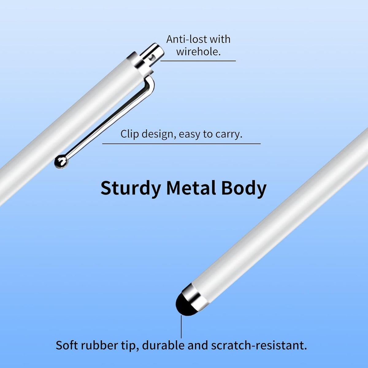 20 Pack Stylus Pen,Stylus Pen for Touchscreen High Precision and Sensitivity for Everyday Writing/Drawing,Universal Stylus Compatible with All Touch Screens,White
