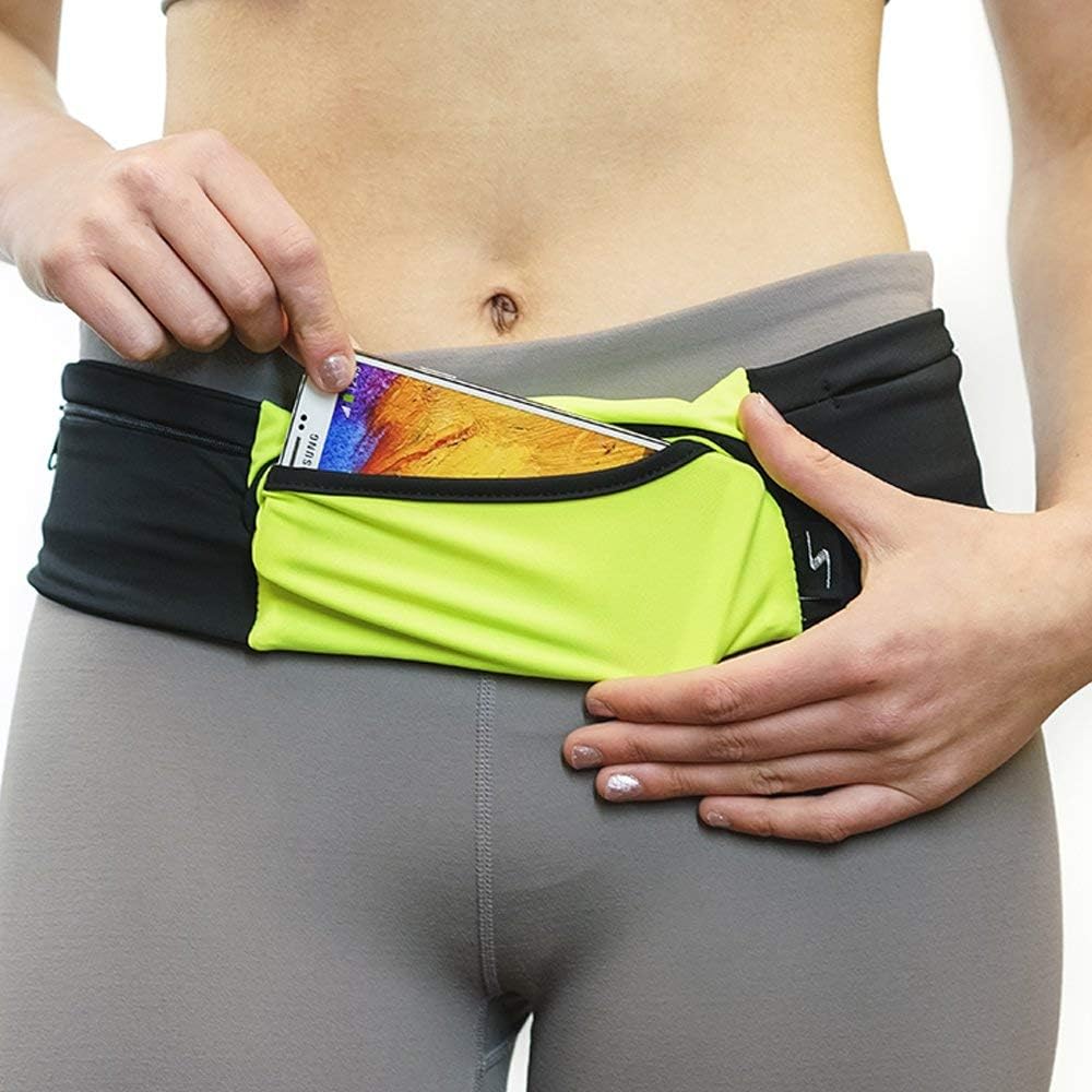 3 Pocket Adjustable Running Belt Waist Pack, Fanny Pack For Working Out With Sweat Resistant Backing, Holds All iPhone Models