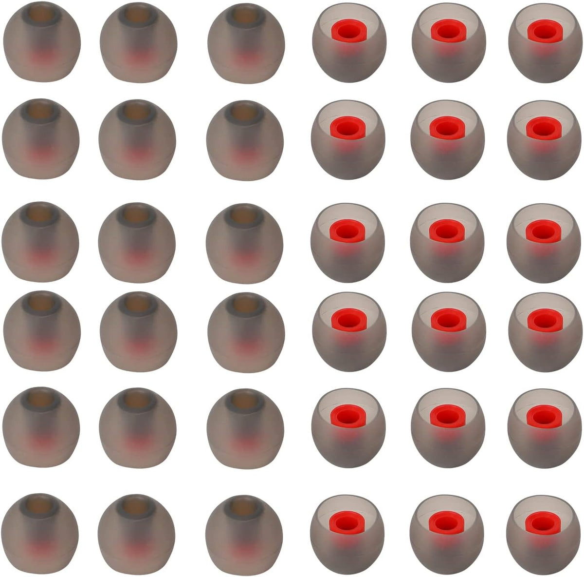 36 Pieces Small Earbud Tips Soft and Comfortable Ear Bud Replacement Pieces Silicone Fit Most in-Ear Headphones，Inner Hole 3.8mm -5.5mm，Small Black and Red Replacement Eartips