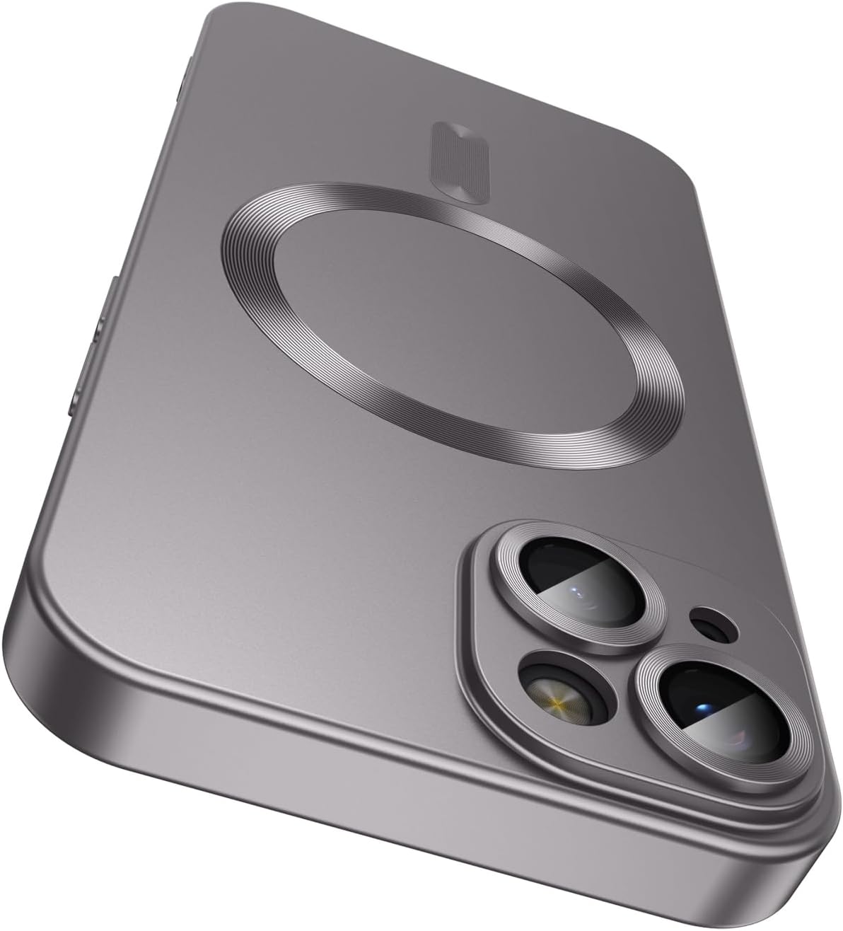 Magnetic for iPhone 15 Case [Compatible with MagSafe][Built-in Camera Lens Protector] Slim Soft Silicone Bumper Shockproof Metallic Shine Phone Case (Gray)