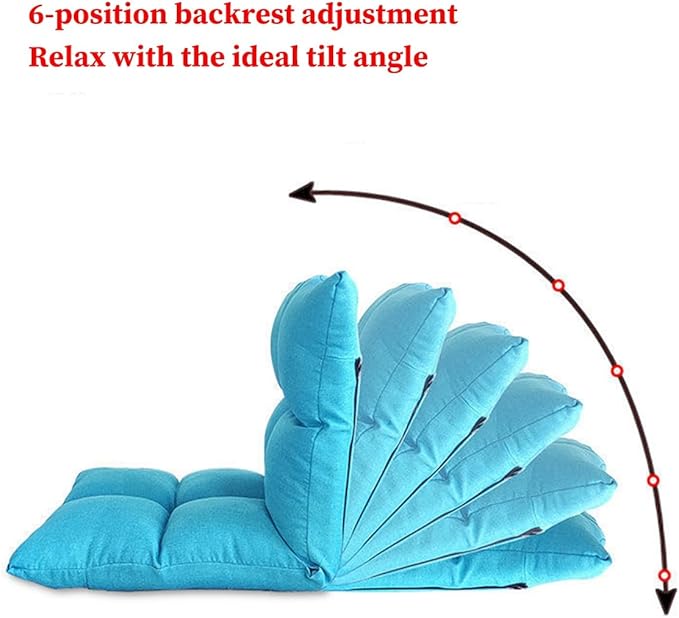 GIZNXBA Floor Chair with 6 Adjustable Positions Foldable Floor Lazy Sofa Folding Floor Gaming Chair with Pillow Meditating Floor Chair for Living Room Bedroom Office(/Khaki)
