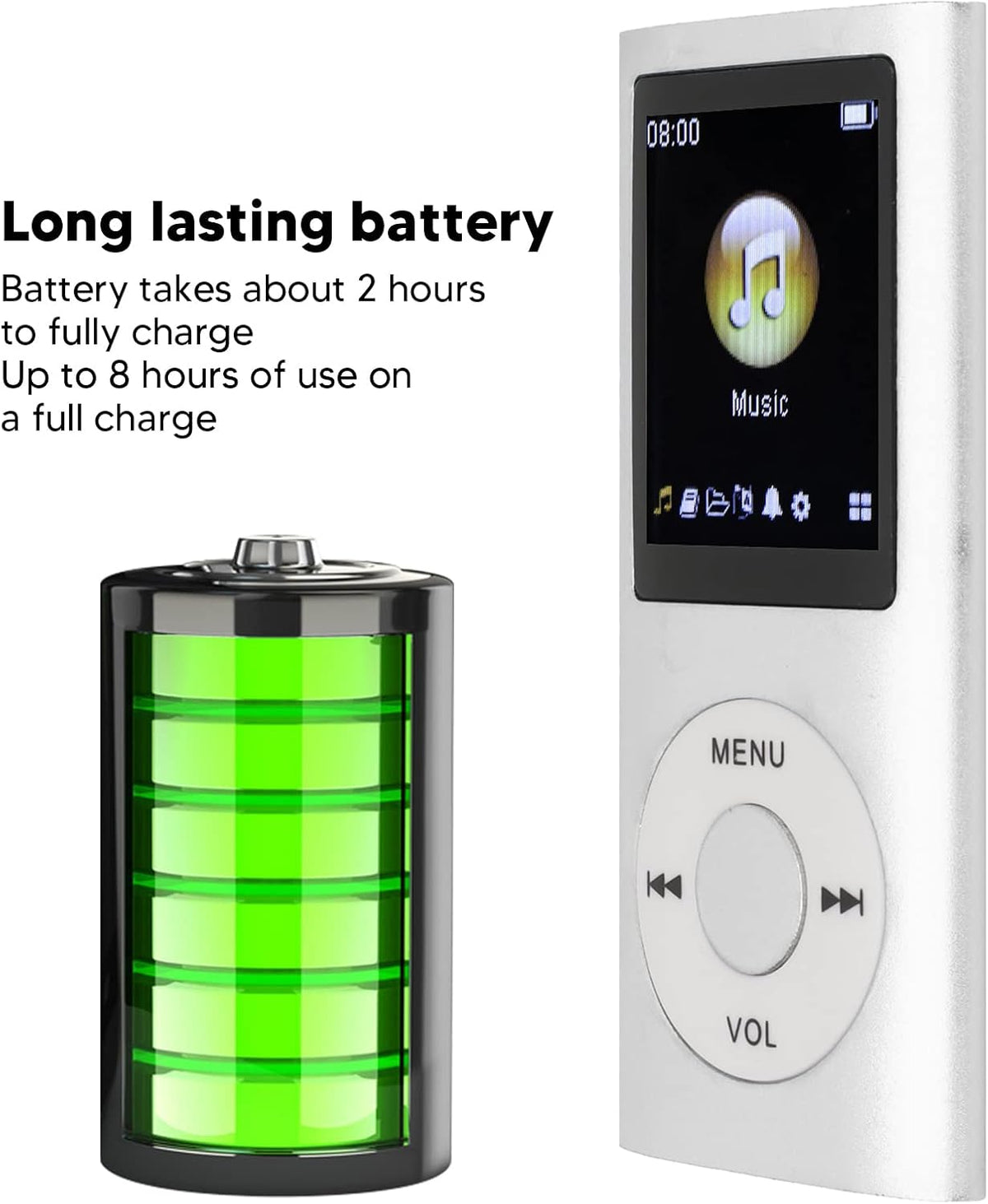 Generic MP3 1.8 Inch MP3 MP3 MP3 Player, Music Player Stylish Multifunctional Lossless Sound Slim LCD Screen Player