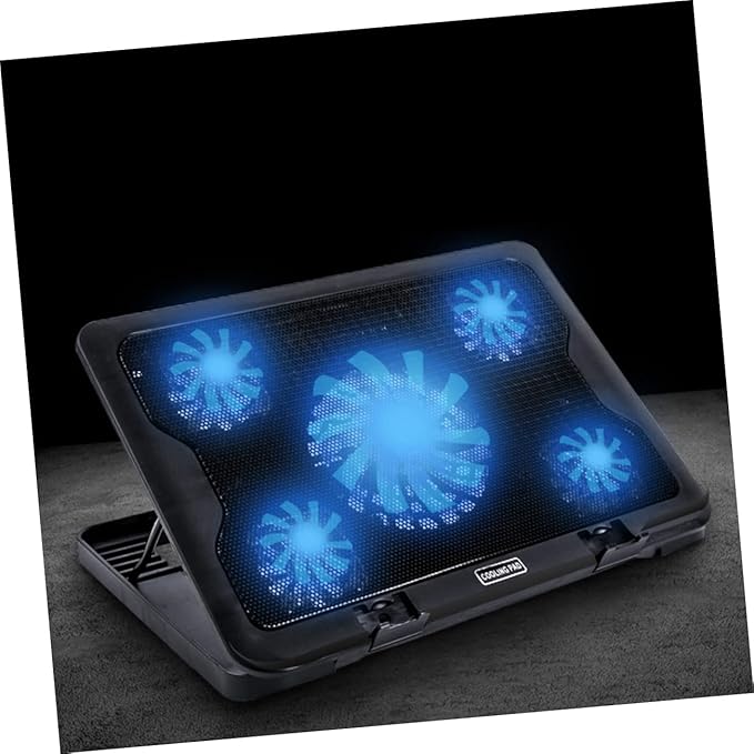 USB Laptop Cooling Pad Fans Multi-Angle Adjustable Stand -Skid Base Design for Optimal Heat Dissipation Quiet Compatible Laptops Black