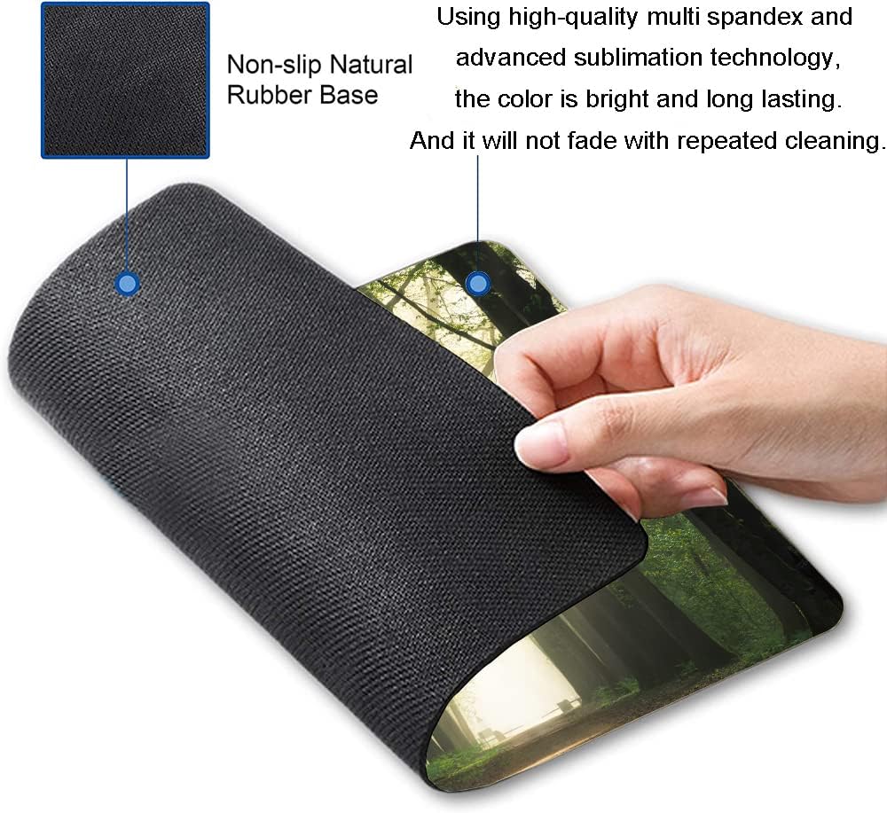 Hokafenle Mouse Pad, Natural Forest Mouse Pad, Rectangle Mouse Mat Square Waterproof Mouse Pads Non-Slip Rubber Base Mousepad for Office Laptop, 9.5"x7.9"x0.12" Inch