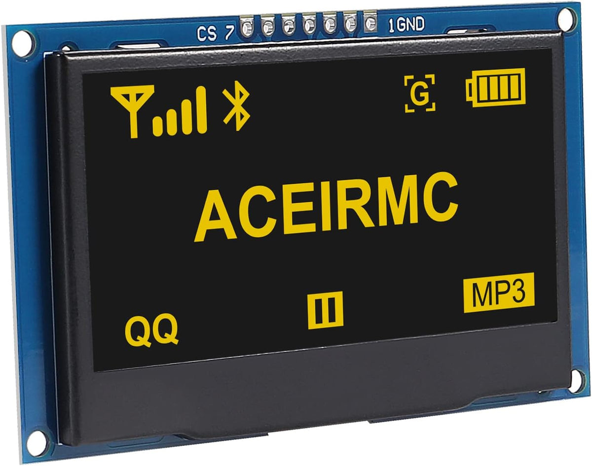 ACEIRMC 2.42 inch 128x64 SSD1309 7 I2C R3 OLED LCD Display Module Pin SPI/IIC Serial Interface for Arduino UNO (Yellow)