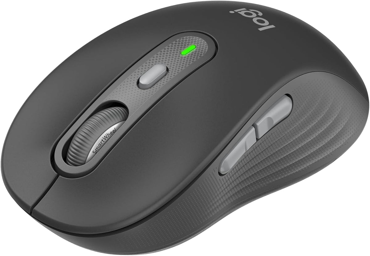 Logitech Signature Plus M750 Wireless Mouse – for Small to Medium Hands, SmartWheel, Bluetooth, Multi Device, 24-Month Battery, Silent Clicks, Customizable Side Buttons, Contoured Shape - Graphite