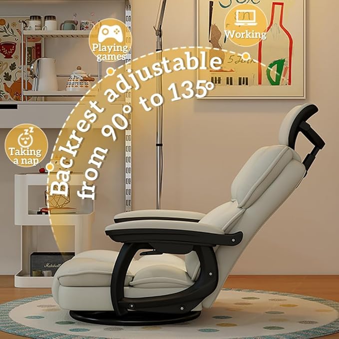 360° Swivel Gaming Floor Chair for Adults Adjustable Floor Chair Comfortable Lazy Floor Lounger for Living Rooms and Gaming Zones(Beige)