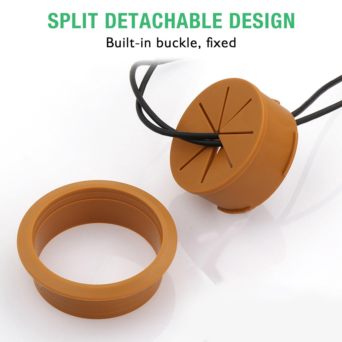 EASYEAH 2 Pcs Desk Grommet 2"/50 mm, Desk Hole Cover for Cables, Cable Grommet ABS Plastic, Desk Hole Grommet for Home & Office Pc, Detachable Cable Cord Organizer,Coffee