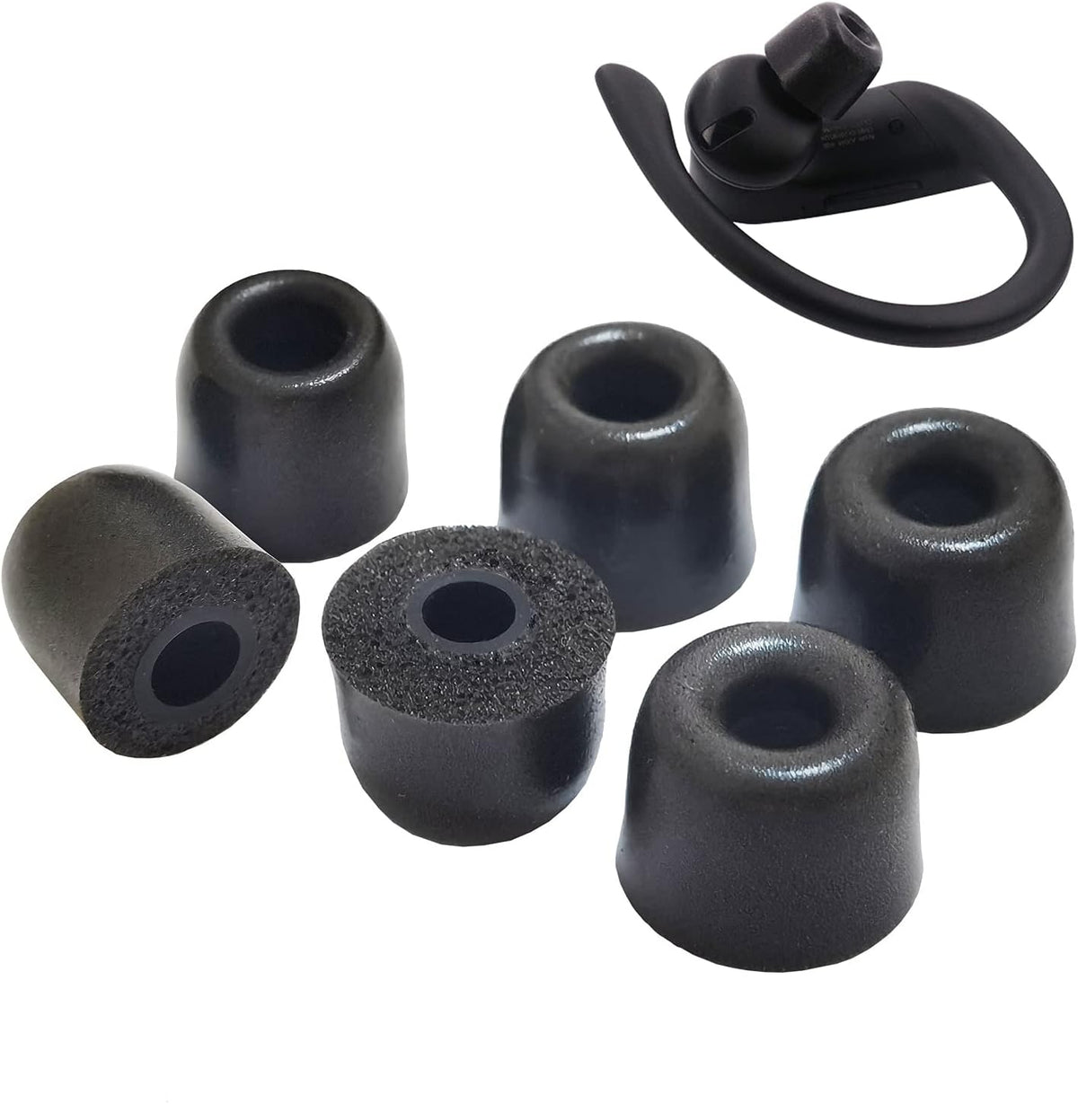 Replacement Earbuds Tips for Powerbeats Pro - Memory Foam Eartips, Noise Isolation, Anti-Slip Fit - Fits Powerbeats Pro, 2 & 3 - Black, 3 Pairs LMS