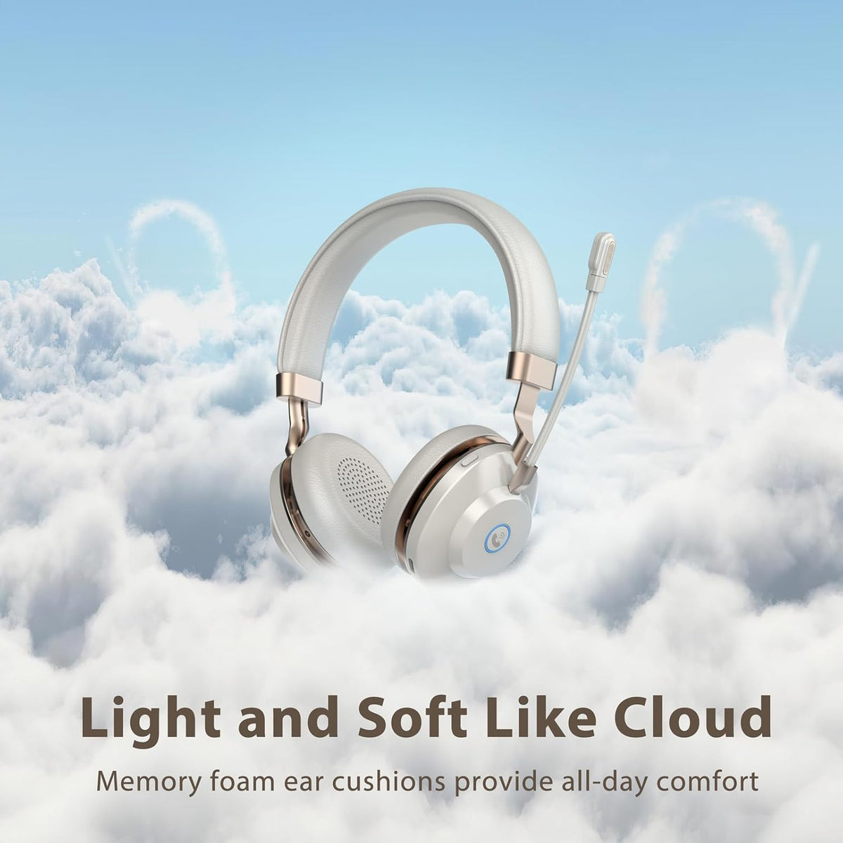 Wireless Headset, Bluetooth Headset with Microphone, AI Noise Canceling Mic & USB Dongle, 45 Hrs Working Time V5.3 Wireless Headphones with Mic Mute for PC/Laptop/Office/Call Center/Zoom/Home