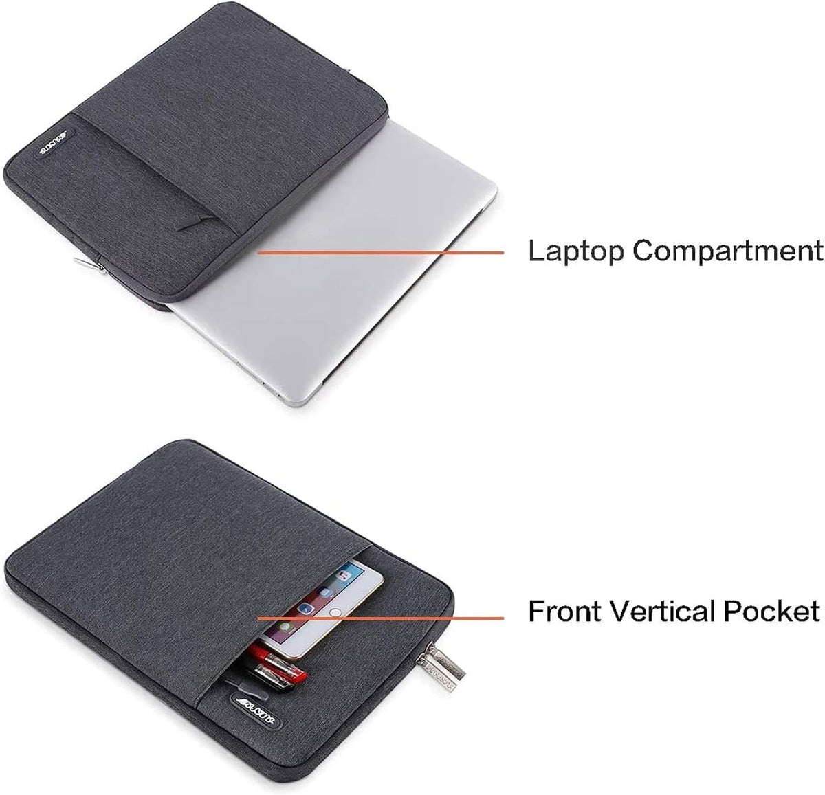 MOSISO Laptop Case 14 inch, 14 inch Laptop Sleeve Compatible with HP Lenovo Dell ASUS Acer, HP Stream, Dell Latitude, Lenovo IdeaPad, Polyester Vertical Computer Sleeve Bag with Pocket, Space Gray