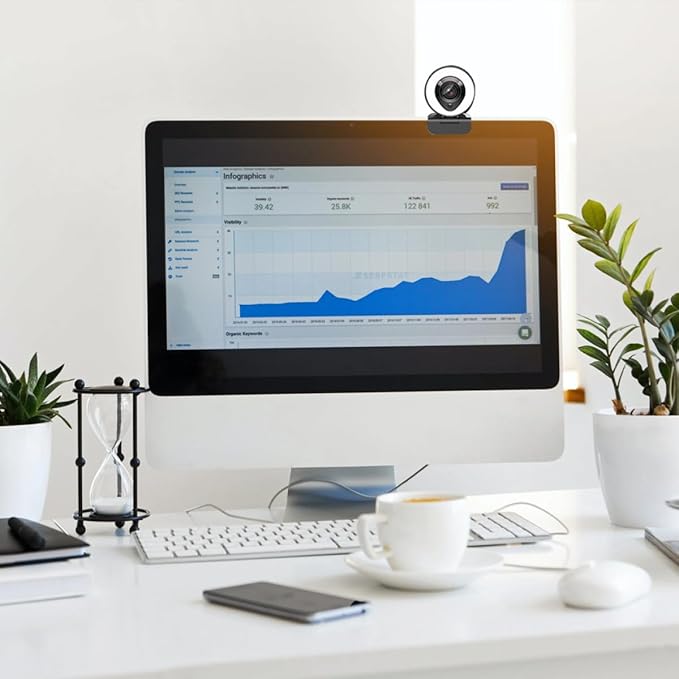 4k Webcam with Mic USB Computer Camera for Live Streaming and Video Calls HD Webcam with Fill Light for Desktop and Laptop Use