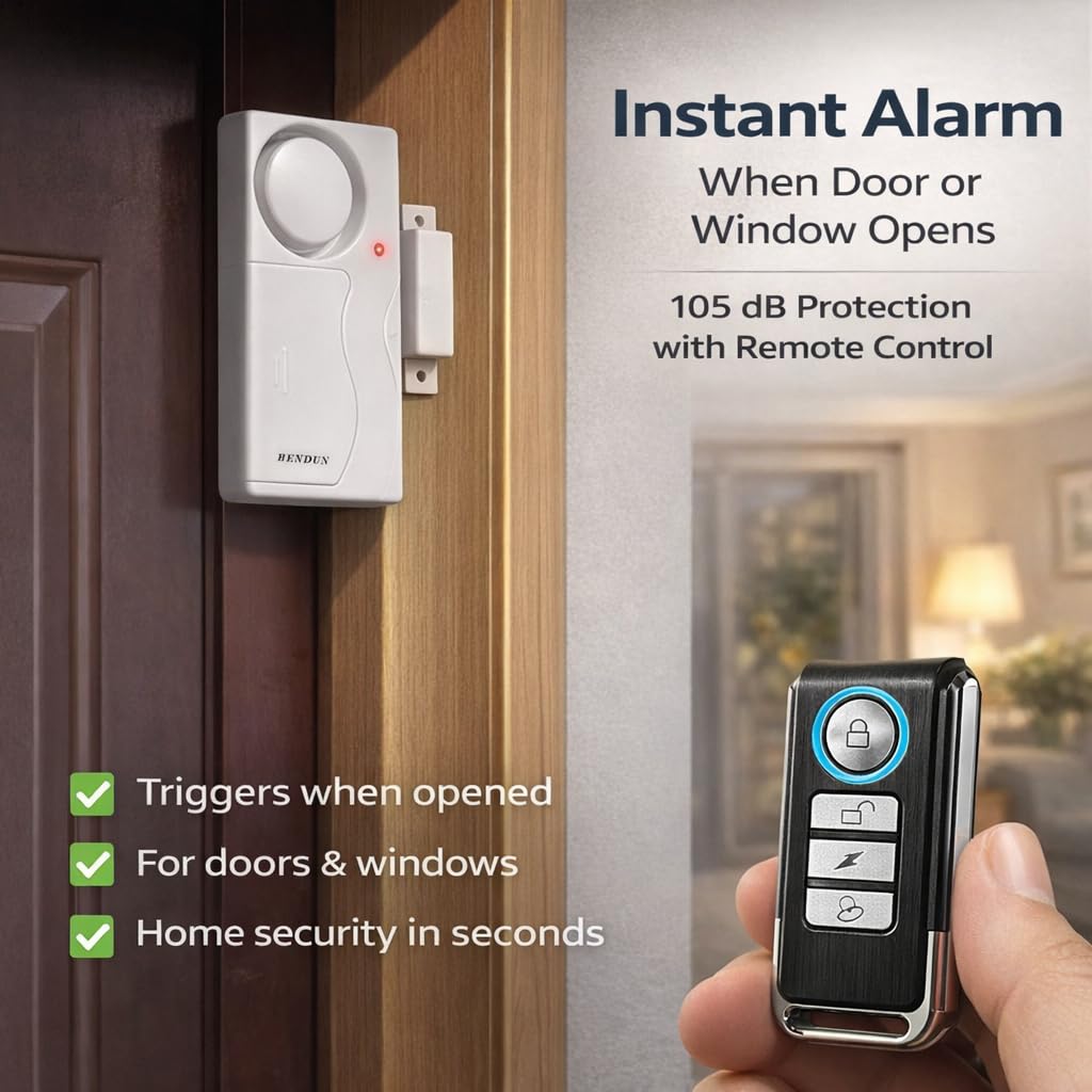HENDUN Wireless Remote Door Alarm When Opened, Windows Open Alarms, Magnetic Security Sensor, Pool Safety for Kids, Alzheimer's Care