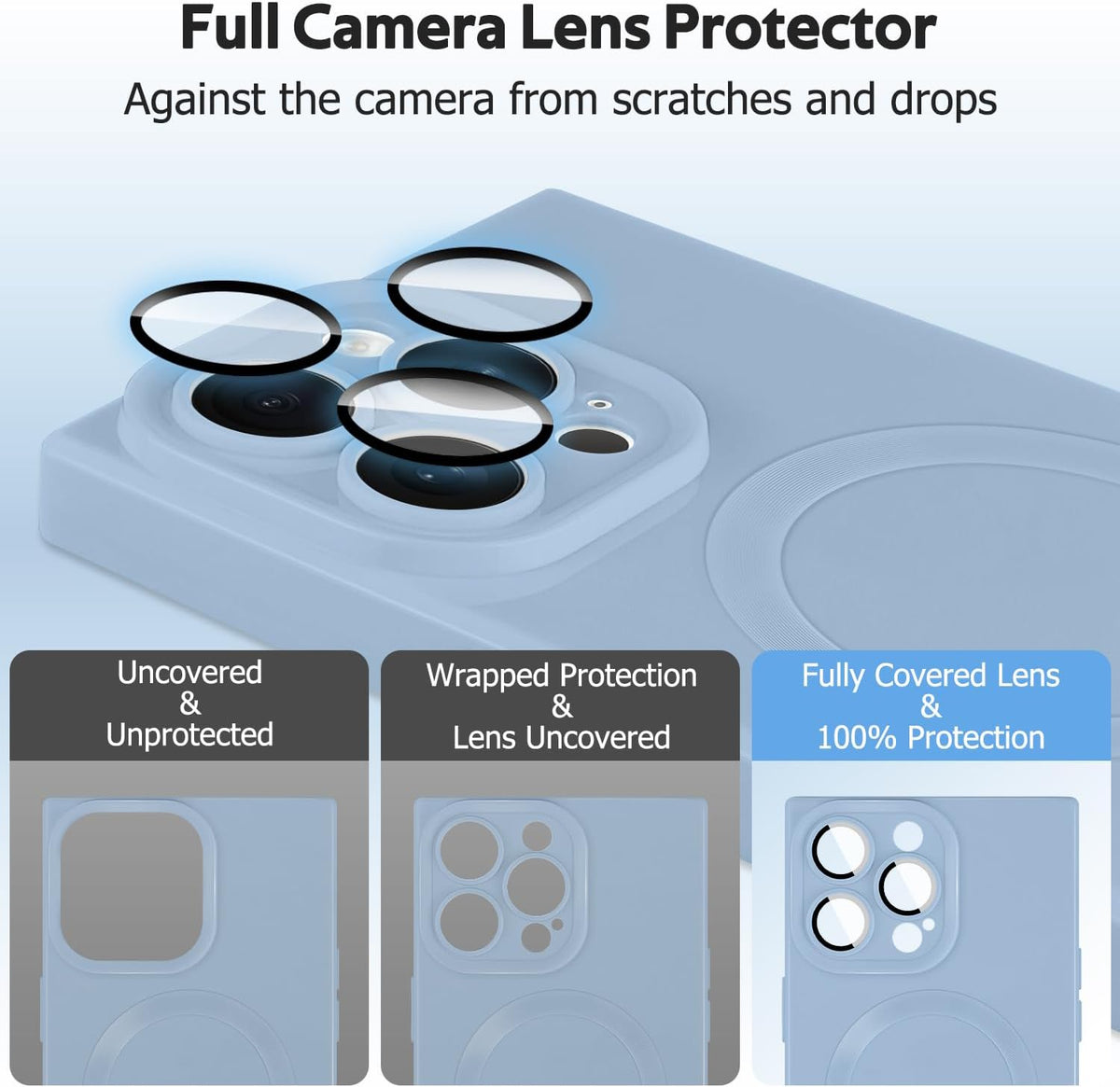 Designed for iPhone 15 Pro Max Case Compatible with Magsafe Cover Camera Lens Protector Military Grade Protection Shockproof Soft TPU Slim Magnetic Phone Case for iPhone 15 Pro Max Blue