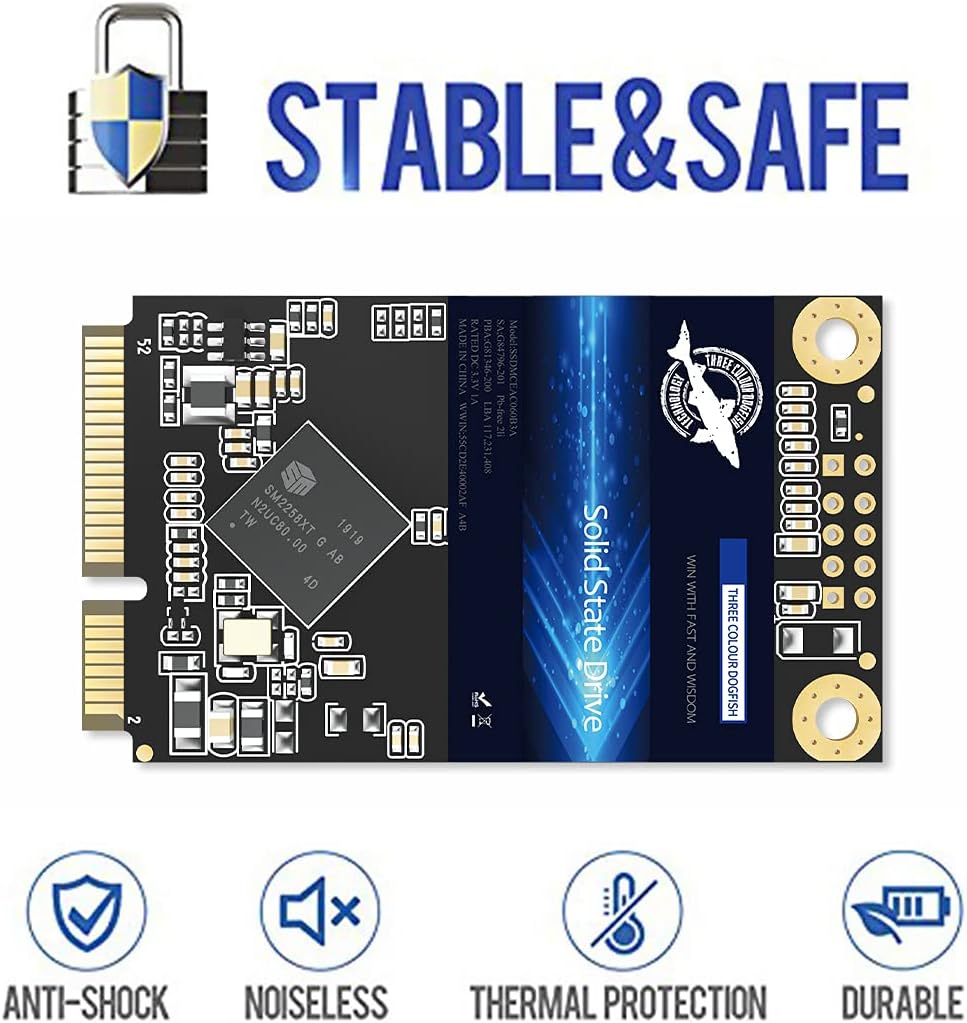 Dogfish mSATA SSD 512GB 3D NAND TLC SATA III 6 Gb/s, mSATA (30x50.9mm) Internal Solid State Drive - Compatible with Desktop PC Laptop - (MSATA 512GB)
