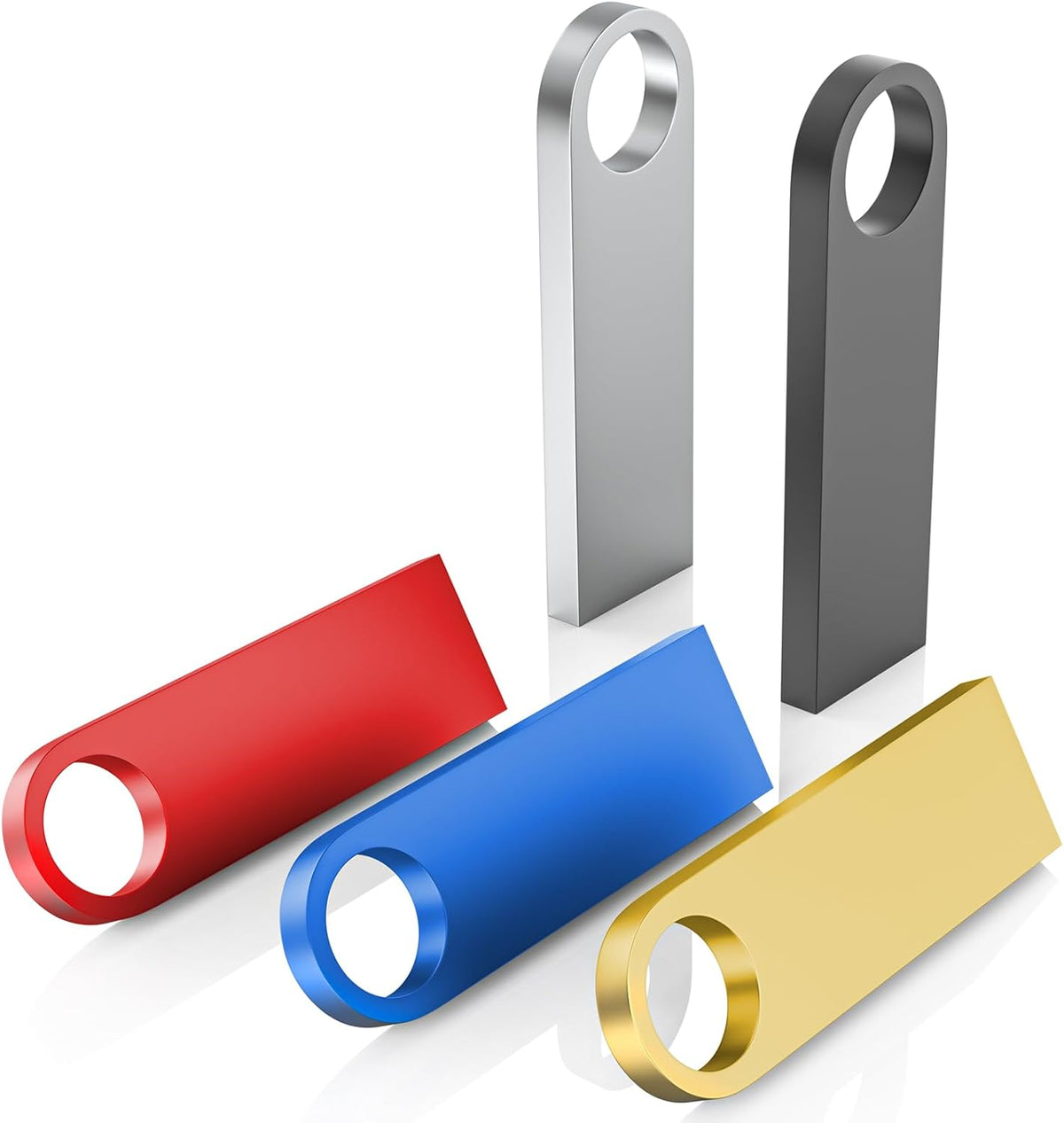 5 Pack 1GB USB Flash Drive with Keychains, Wooolken Sleek Metal USB 2.0 Thumb Drives Memory Stick for PC Laptop Computer