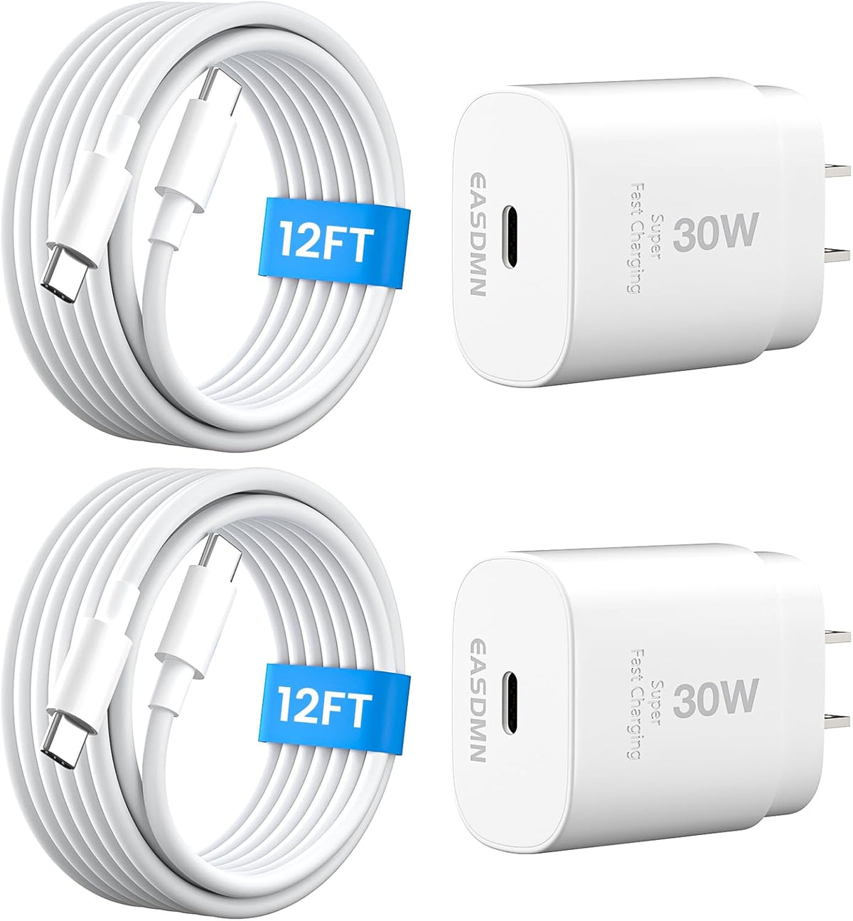 30W USB C i Phone 16 15 Charger Fast Charging, 2PACK Wall Charger for iPhone 16 15 Pro Max Charger Cord 12FT Fast Type C Charger Block for iPhone 16/16 Pro/15 Plus/15 Pro/15 Pro Max, iPad Pro/Air/Mini